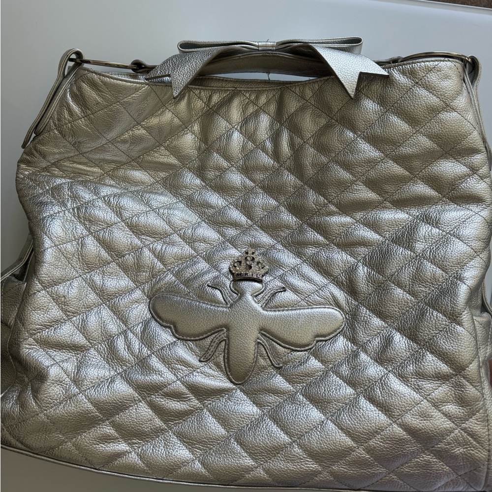My Flat in London Metallic Quilted Leather Shoulder Bag